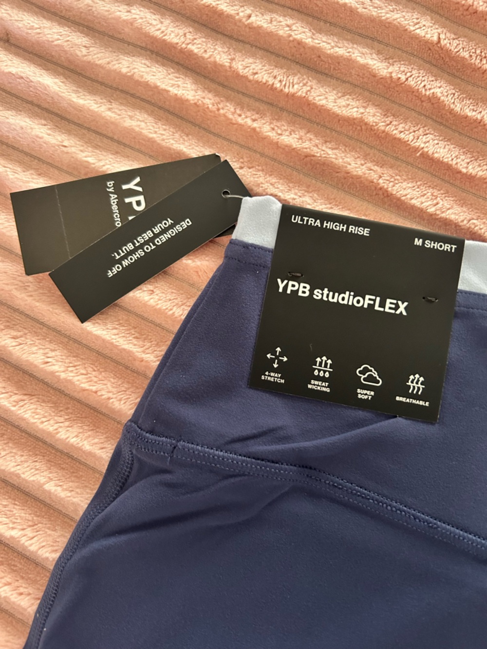 Abercrombie & Fitch 7/8 Navy Leggings with Light Blue Trim - Picture 6 of 7